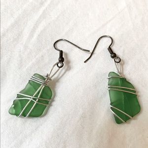 green glass earrings